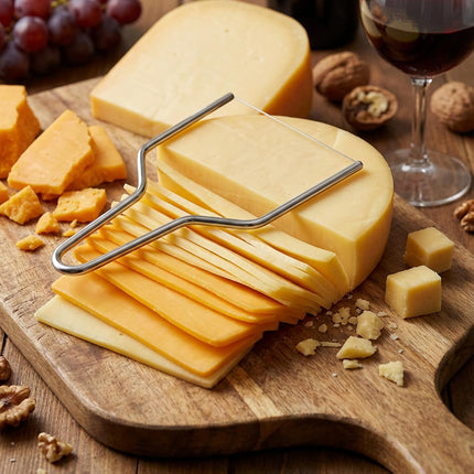 2-Pack Stainless Steel Wire Cheese Slicer - 2 Sizes Hand Held Cheese Butter Block Cutter for Cheddar, Gruyere, Raclette, Mozzarella - Easy And Fast Cutting Hard Or Semi Hard Block Cheeses.