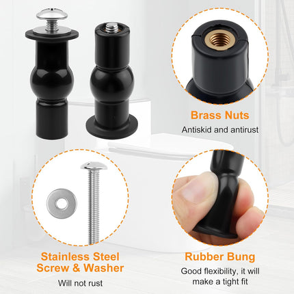2 Pack Toilet Hinge Bolts, Universal Rubber Expansion Seat Cover Screws for Top Mounting Toilet Seat Hinges (for 14-16mm hole toilet seats).