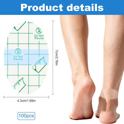 100PCS Self Adhesive Invisible Heel Anti Wear Sticker, Waterproof Transparent Thin Anti-Wear Foot Care Heel Protection Pad Stickers for Feet Heel Shoes Padding - Prevent Heels Rubbed 1.7×2.6in.