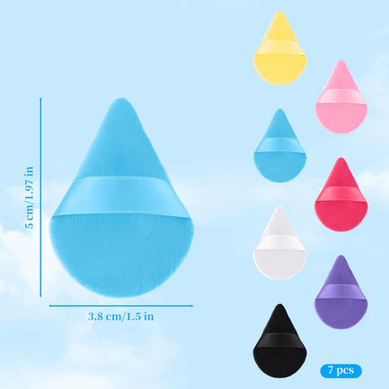 7-pack Mini Powder Puff - Finger-sized Mini Puff For Applying Loose & Pressed Powders - Soft, Reusable Small Velour Triangle Beauty Blender Makeup Sponge for Face Makeup.