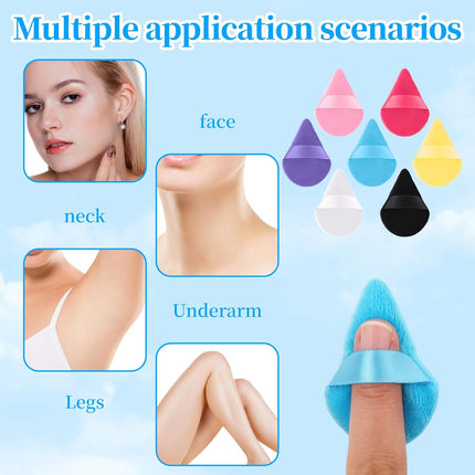 7-pack Mini Powder Puff - Finger-sized Mini Puff For Applying Loose & Pressed Powders - Soft, Reusable Small Velour Triangle Beauty Blender Makeup Sponge for Face Makeup.
