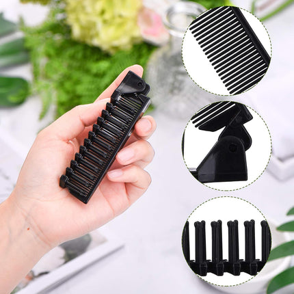10 Pcs Portable Travel Folding Comb Brush Combo Compact Foldable Hair Brush Pocket Size Comb Double Headed for Women Men Homeless Hotel Shelter Nursing Home Charity Church (Black).