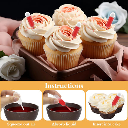 25Pcs Cupcakes Pipettes, 4ml Clear Plastic Pipettes - Transfer Liquid Pipettes Dropper for Chocolate, Strawberries Cupcakes, Ice Cream, Mini Cakes, Waffles, Children's Painting, Kitchen Supplies.