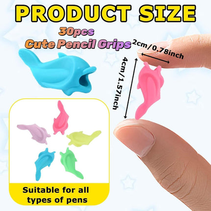 14-Pack Pencil Grips for Handwriting - 2Style (4Pcs Pen Grips w/Cushion & 10Pcs Cute Dolphin Pencil Grip) - Writing Posture Correction Writting Aids for Adults,18+Age.