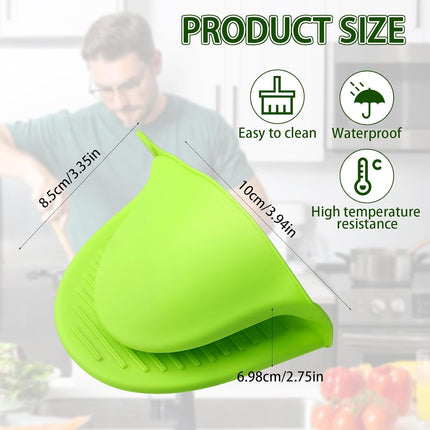 2PCS Silicone Oven Mitts - Heat Resistant Thick Potholders for Kitchen - Non-Slip Rubber Oven Glove Kitchen Mittens - Cute Pot Holders for Grill, Pizza Stone, Air Fryer, Dishwasher Safe Green.