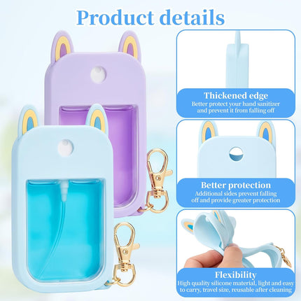 2-Pack Hand Sanitizer Spray Case Compatible with Touchland, Silicone Travel Hand Sanitizer Case Holder with Keychain for Touch Land Mist Cases 1FL. OZ - Blue,Purple.
