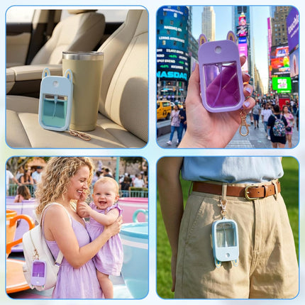 2-Pack Hand Sanitizer Spray Case Compatible with Touchland, Silicone Travel Hand Sanitizer Case Holder with Keychain for Touch Land Mist Cases 1FL. OZ - Blue,Purple.