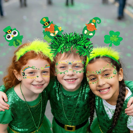 Ceiba Tree St. Patrick's Day Face Stickers Temporary Tattoos 10 Sheets Saint Patrick's Day Irish Shamrock Clover Make up Accessories for Women Kids Party Favors Decorations.