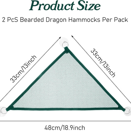 2Pcs Reptile Hammock - Breathable Mesh Bearded Dragon Hammock Lizard Tank Accessories Triangle Geckos Hammocks for Bearded Dragons Snakes Axolotls(Green).