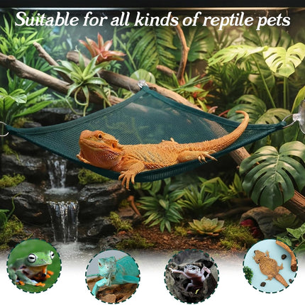 2Pcs Reptile Hammock - Breathable Mesh Bearded Dragon Hammock Lizard Tank Accessories Triangle Geckos Hammocks for Bearded Dragons Snakes Axolotls(Green).