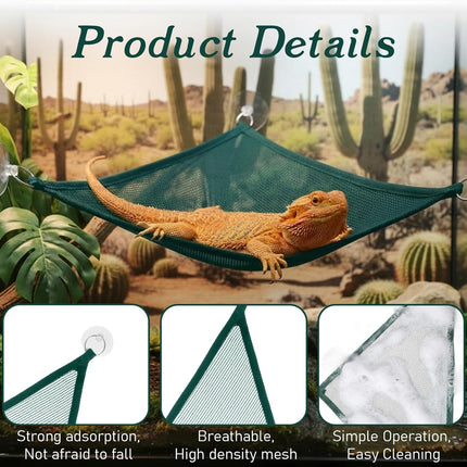2Pcs Reptile Hammock - Breathable Mesh Bearded Dragon Hammock Lizard Tank Accessories Triangle Geckos Hammocks for Bearded Dragons Snakes Axolotls(Green).