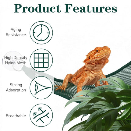 2Pcs Reptile Hammock - Breathable Mesh Bearded Dragon Hammock Lizard Tank Accessories Triangle Geckos Hammocks for Bearded Dragons Snakes Axolotls(Green).
