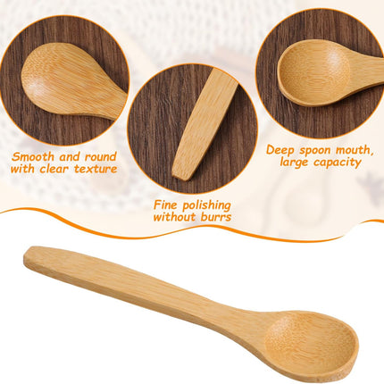 6PCS Bamboo Spoons, Mini Wooden Spoons 5.12 Inch, Multi-purpose Small Teaspoons for Condiments Spices Honey Ice Cream Coffee Kitchen & Serving Utensils.
