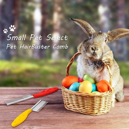 2 Pieces Pet Hair Comb Small Pet Grooming Stainless Steel Long and Short Teeth Comb for Small Dog Cat Animals Rabbits Bunny Hamsters Guinea Pigs, Red and Yellow.