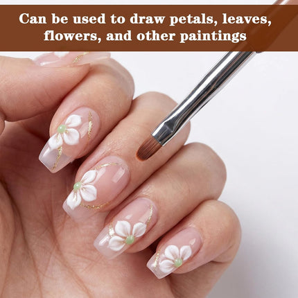 2Pcs Hard Gel Brushes for Nails,Flat Gel Nail Brushes Versatile Nail Design Brush for Petals,Leaves,Flowers Nails Design Tool for DIY Salon.