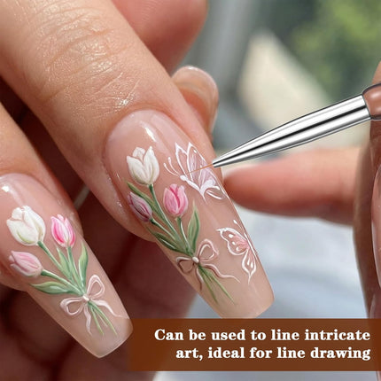 2Pcs Hard Gel Brushes for Nails,Flat Gel Nail Brushes Versatile Nail Design Brush for Petals,Leaves,Flowers Nails Design Tool for DIY Salon.