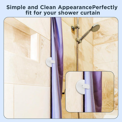 4Pcs Shower Curtain Clips to Wall, Self Stick Shower Clips for Curtain Closer for Avoid Water Splashing Windproof Out(White).