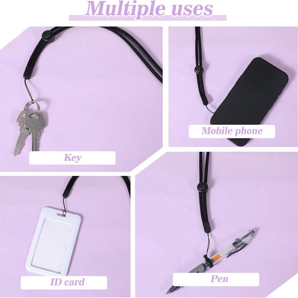 34Pcs Anti-Lost Lanyard Set Include 9 Style Black Silicone Rubber Rings-3Pcs Adjustable Lanyards,4 Style Colorful Rubber Rings,Soft Pen Protective Holder for Keychain Necklace Pen.