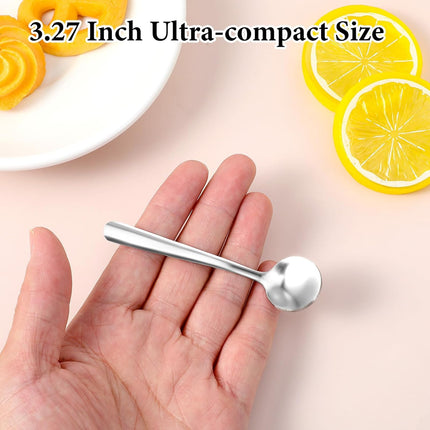 4Pcs Tiny Spoons for Spices, 3.5 Inch Stainless Steel Spice Spoon, Small Spoons for Spice Jars, Mini Metal Spoon for Sugar Salt Honey, Silver.