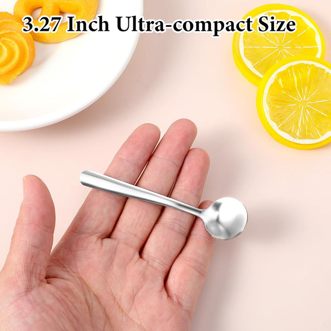 4Pcs Tiny Spoons for Spices, 3.5 Inch Stainless Steel Spice Spoon, Small Spoons for Spice Jars, Mini Metal Spoon for Sugar Salt Honey, Silver.