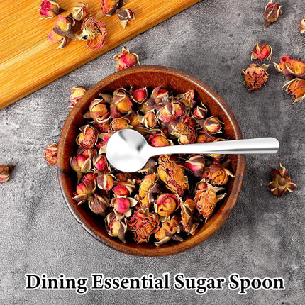 4Pcs Tiny Spoons for Spices, 3.5 Inch Stainless Steel Spice Spoon, Small Spoons for Spice Jars, Mini Metal Spoon for Sugar Salt Honey, Silver.