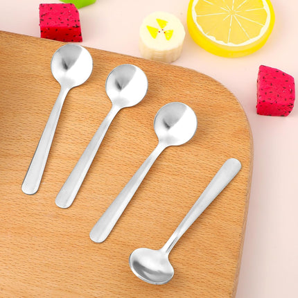 4Pcs Tiny Spoons for Spices, 3.5 Inch Stainless Steel Spice Spoon, Small Spoons for Spice Jars, Mini Metal Spoon for Sugar Salt Honey, Silver.