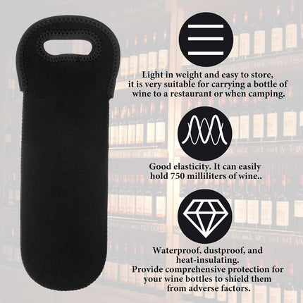 Neoprene Wine Bottle Carrier, Insulated Tote Bag, Protective Champagne & Beer Bottle Holder for Beer Water Bottles Restaurant, Travel, Gifting (Black).