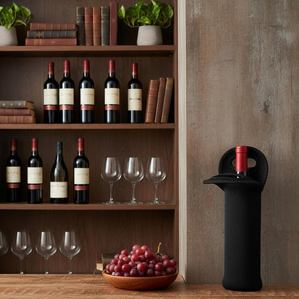 Neoprene Wine Bottle Carrier, Insulated Tote Bag, Protective Champagne & Beer Bottle Holder for Beer Water Bottles Restaurant, Travel, Gifting (Black).