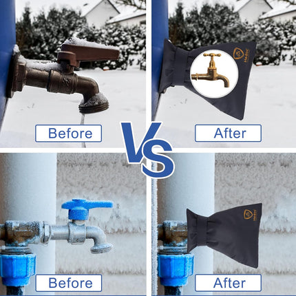 Pro Outdoor Faucet Covers for Winter Freeze Protection, 2 Pack 6'' W x 8.2'' H Winter Faucet Insulation Cover Socks, Hose Bib Covers for Winter (Faucet Cover 2 Pack).