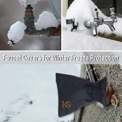 Pro Outdoor Faucet Covers for Winter Freeze Protection, 2 Pack 6'' W x 8.2'' H Winter Faucet Insulation Cover Socks, Hose Bib Covers for Winter (Faucet Cover 2 Pack).