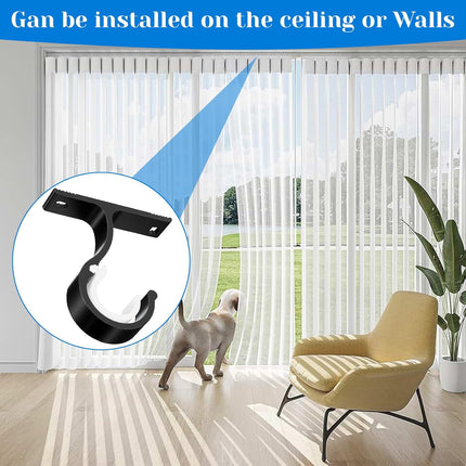 2 Sets Ceiling Curtain Rod Brackets for 1 Inch Rod, Curtain Rod Brackets Holders for Wall & Ceiling Mount Installation (Black).