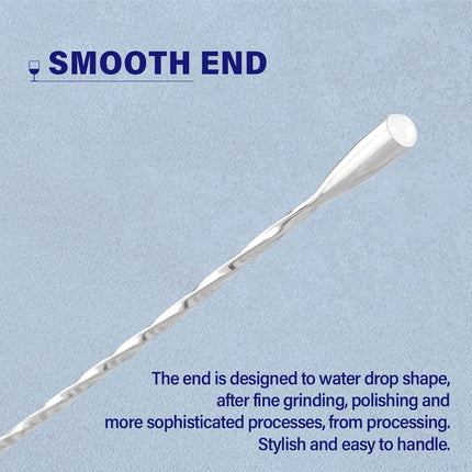 Bar Spoon Cocktail Mixing Stirrers for Drink, Stainless Steel 12 Inches Long Handle, Silver 2 Pieces.