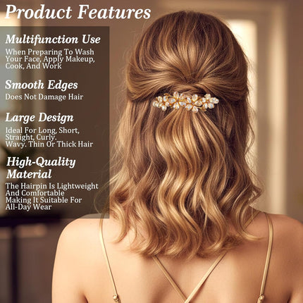 Champagne Rhinestone Hair Clips,Shimmeroo Fancy Hair Clips for Women,Flower Crystal Hairs Clip for Elegant Wedding & Party Barrettes.