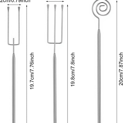 3PCS Chocolate Dipping Tool - Stainless Steel Candy Dipping Tools Baking Supplies Fondue Fork, Spiral Fork Cooking Tool Set, Dishwasher Safe.