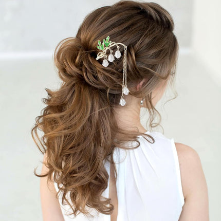 2PCS Chinese Hair Sticks,Lily of the Valley Hairpin Fringed Flowers Decor Hairstick for Women Headdress Fork for Women Hanfu Accessories.