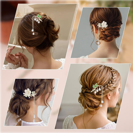 2PCS Chinese Hair Sticks,Lily of the Valley Hairpin Fringed Flowers Decor Hairstick for Women Headdress Fork for Women Hanfu Accessories.