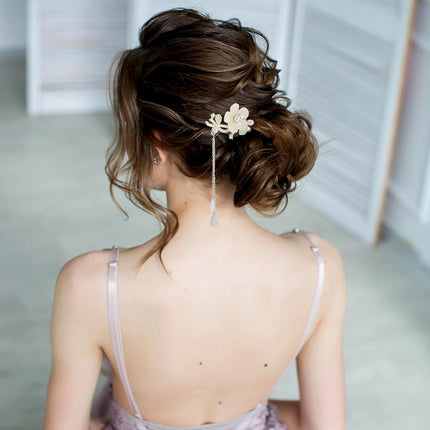 2PCS Chinese Hair Sticks,Lily of the Valley Hairpin Fringed Flowers Decor Hairstick for Women Headdress Fork for Women Hanfu Accessories.