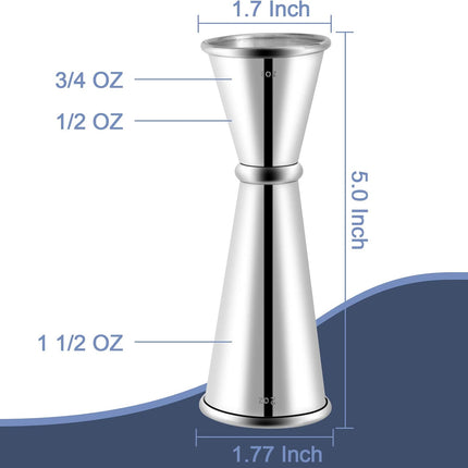 Jigger for Bartending, Double Cocktail Jigger Japanese Premium 304 Stainless Steel Jigger 2 OZ 1 OZ with Measurements Inside.