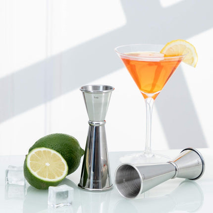Jigger for Bartending, Double Cocktail Jigger Japanese Premium 304 Stainless Steel Jigger 2 OZ 1 OZ with Measurements Inside.