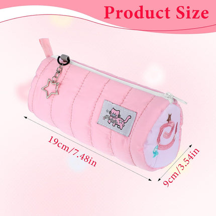 Pink Kawaii Pencil Case, Cream Roll Cartoon Large Capacity Cute Pencil Bag with Zipper, Cat Makeup Organizer Storage Box Office Stationery Nice Gift Stocking Stuffers.