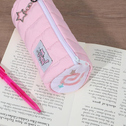 Pink Kawaii Pencil Case, Cream Roll Cartoon Large Capacity Cute Pencil Bag with Zipper, Cat Makeup Organizer Storage Box Office Stationery Nice Gift Stocking Stuffers.