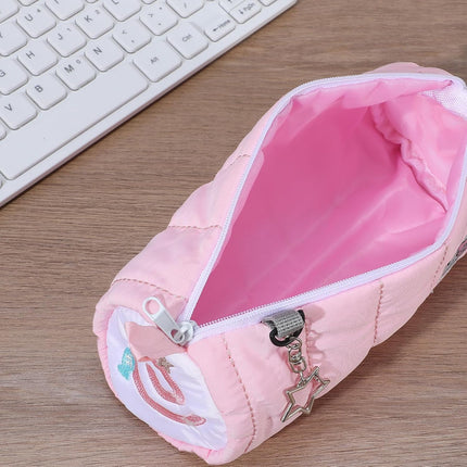 Pink Kawaii Pencil Case, Cream Roll Cartoon Large Capacity Cute Pencil Bag with Zipper, Cat Makeup Organizer Storage Box Office Stationery Nice Gift Stocking Stuffers.