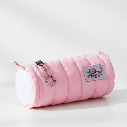Pink Kawaii Pencil Case, Cream Roll Cartoon Large Capacity Cute Pencil Bag with Zipper, Cat Makeup Organizer Storage Box Office Stationery Nice Gift Stocking Stuffers.