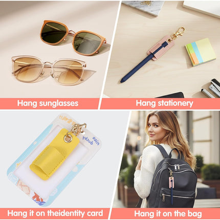 3Pcs Lanyard Pen Holder,Single Lanyard Pen Holder Anti-Lost PU Leather Badge Pens Keychain for Nurses,Courier,Office Supplies.