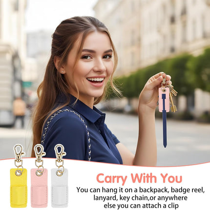 3Pcs Lanyard Pen Holder,Single Lanyard Pen Holder Anti-Lost PU Leather Badge Pens Keychain for Nurses,Courier,Office Supplies.