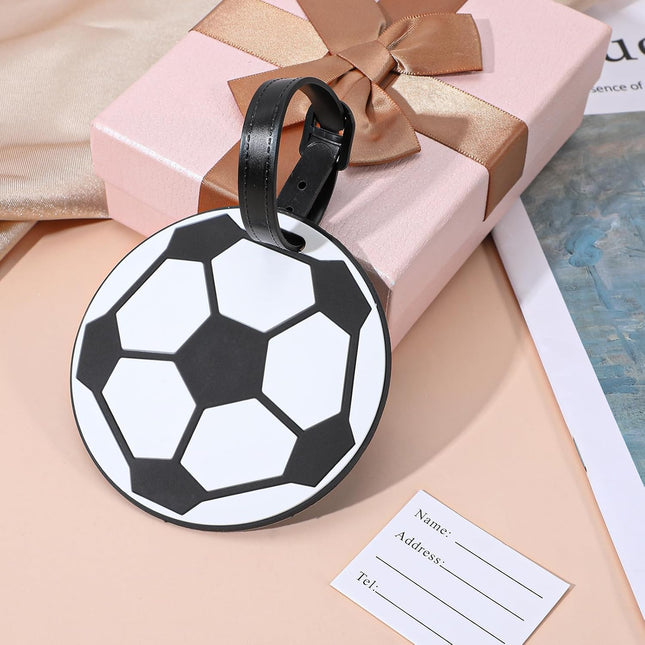 2Pcs Soccer Travel Tags for Luggage,PVC Id Tags for Sports & Travel,Cute Soccer Ball Name Label for Luggage Identifiers Backpacks Duffels Men Women Team Players.