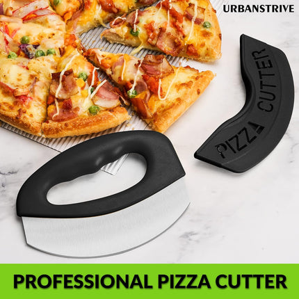 Heavy Duty Stainless Steel Pizza Cutter with Cover, Super Sharp Blade Pizza Knife Pizza Cutter Rocker, Perfect Kitchen Gadgets for Pizza Cutting Home Essentials (Black).