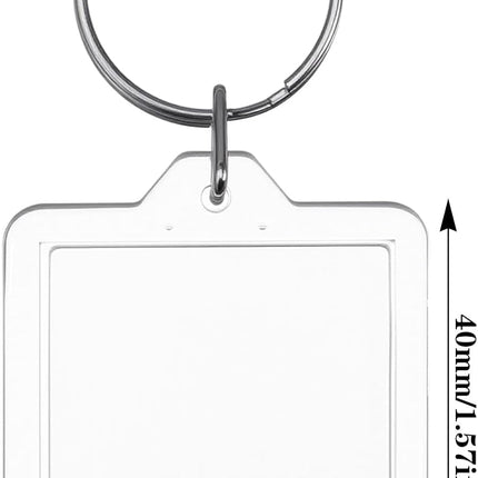 10PCS Acrylic Photo Keychain Blanks,Clear Blank Keychains Picture Frame Keychain Holder DIY Set for Bags Car Purses