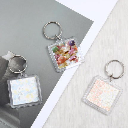 10PCS Acrylic Photo Keychain Blanks,Clear Blank Keychains Picture Frame Keychain Holder DIY Set for Bags Car Purses.
