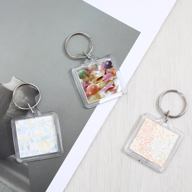 10PCS Acrylic Photo Keychain Blanks,Clear Blank Keychains Picture Frame Keychain Holder DIY Set for Bags Car Purses.